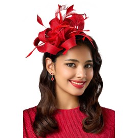 BABEYOND Fascinator Hats for Women - Tea Party Hats Fascinators Kentucky Headband Derby Hat Wedding Feathers Ribbon Headwear