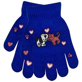 Metzuyan ROYAL Children Kids Magic Gloves Warm Winter Acrylic Fashion Patterned Grip Royal Blue