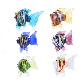 Crystalsuncatcher Miniature Hand Blown Tropical Fish Figurine Art Glass Sea Animals Collection,Set of 6