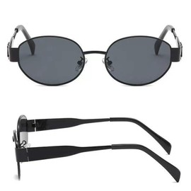 WDZAYXC Retro Oval Metal Fashion Sunglasses for Women Men UV Protection, black/black