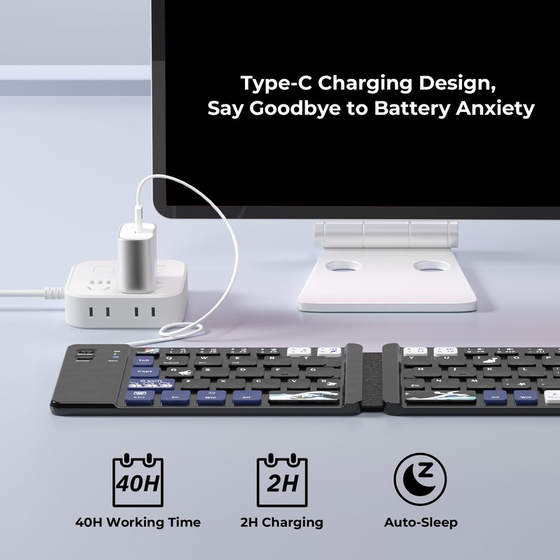 OHY Mini teclado Bluetooth inalámbrico plegable, teclado Bluetooth recargable, teclado