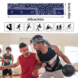 Lusofie 4 pcs Sports Headband,Elastic Sport Bandana Adjustable Pirate Bandana for Men Headbands Sweat Wicking Headbands Sports Non-Slip Yoga Headbands Moisture Wicking