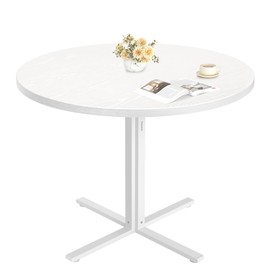 VASAGLE Dining Table, Small Round Kitchen Table for 4 People, 31.5 x 29.4 Inches, for Dining Room, Living Room, Farmhouse, Water-Resistant, Snow White UKDT082W01V1