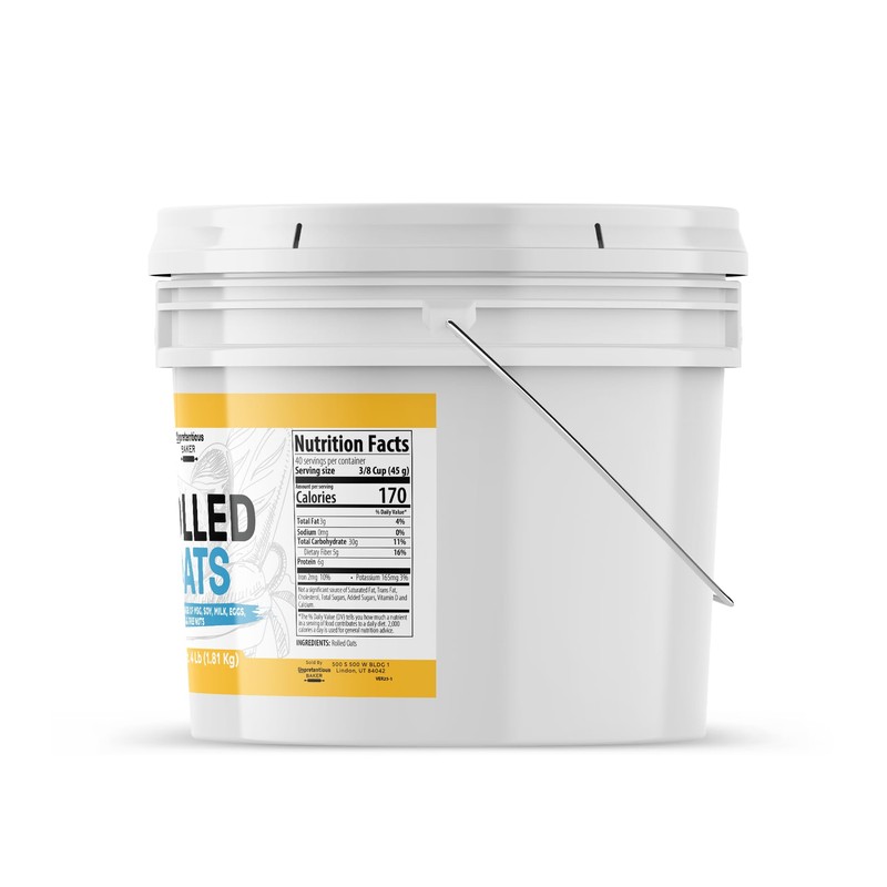 Unpretentious Rolled Oats, 1 Gallon Bucket, Old Fashioned Oats, Good