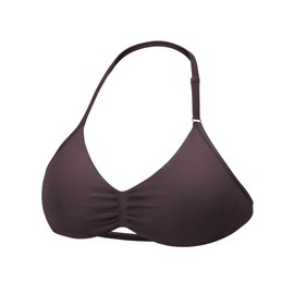 YEOREO SoftHue Impact Strappy Halter Bra for Sports Women Workout Padded Gym Yoga Bra, Coffee, X-Large