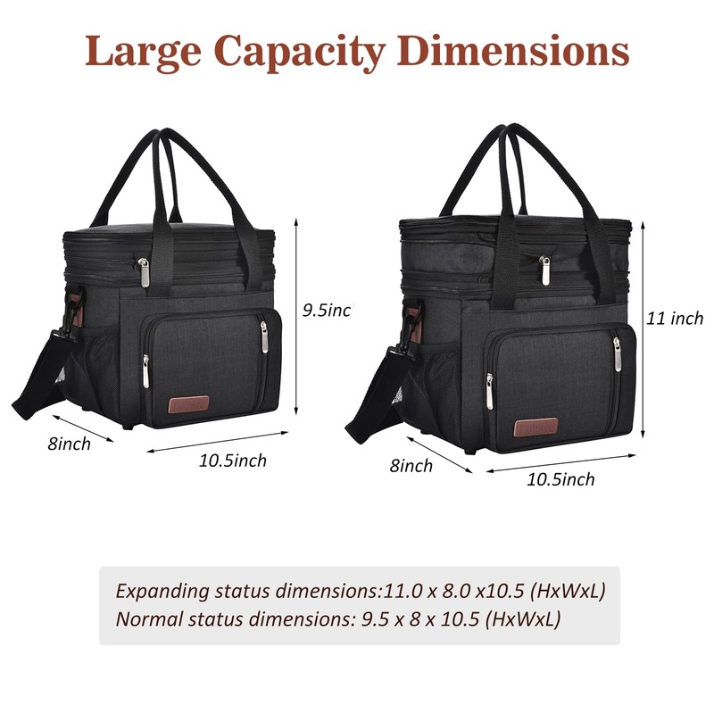 LOKASS Lunch Box for Women-Double Deck Insulated Adults Lunch Bag