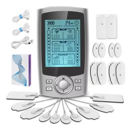 Electroestimulador Muscular Tens 36 Modos 10 Electrodos Tens/ems/massage 2 Canales SIMUKY Plateado