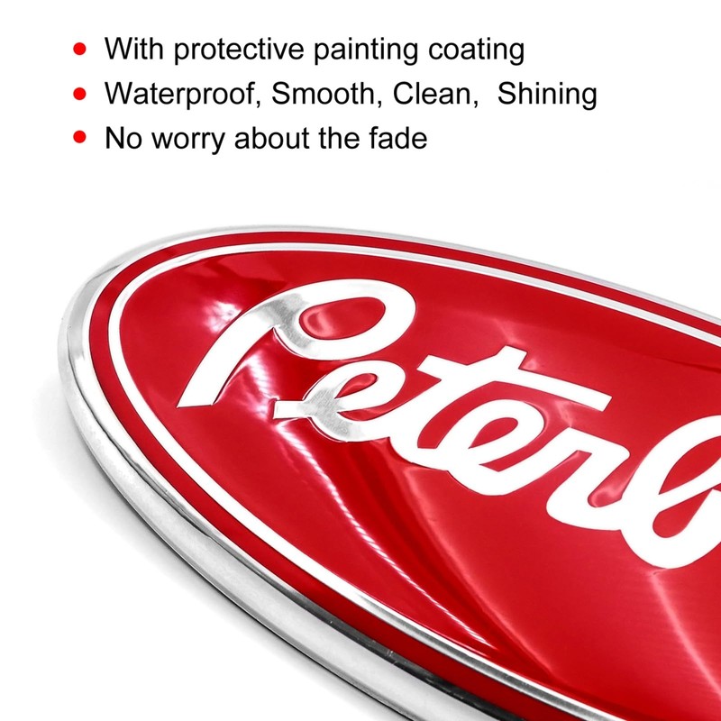 1PC Custom Red and Silver 9inch Oval Emblem Fit for