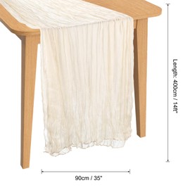 PATIKIL 14 Ft Cheesecloth Table Runner Rustic Gauze Terracotta Cheese Cloth Table Runner with Wrinkled for Bohemian Wedding Party Bridal Shower Table Decoration, Beige