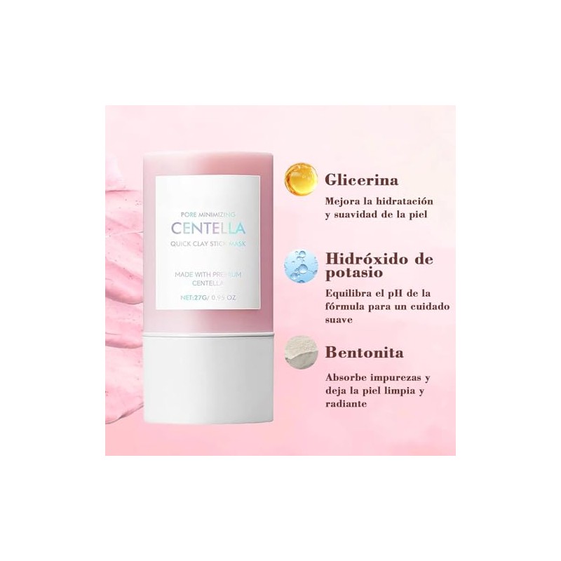 3PC Mascarilla de Arcilla en Barra con Centella Asiática,Poremizing Quick