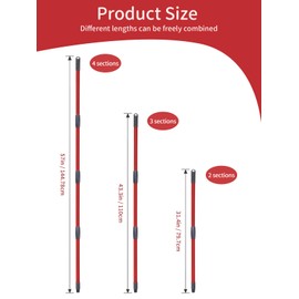 XINSHIKEJI 1 Pack Spin Mop Handle Replacements Compatible with Vileda Spin Turbo Mop, 4-Section 15" to 58" Mop Stick Adjustable Stainless Steel Mop Pole for Floor Clean