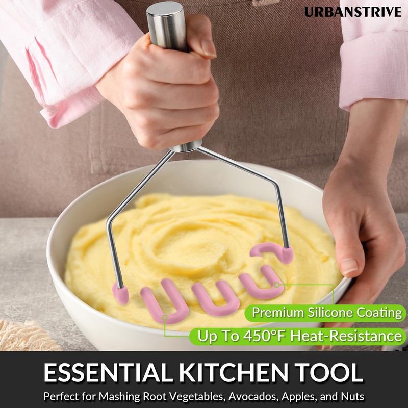 Urbanstrive Non-Scratch Silicone Potato Masher Kitchen Tool, Potatoes Masher Potato