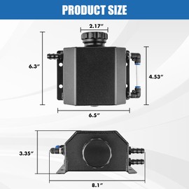 Coolant Overflow Tank, Aluminum Coolant Reservoir Tank, 1L Universal Reservoir Expansion Tank, Black