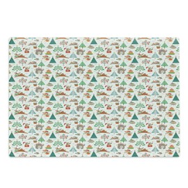 Ambesonne Christmas Cutting Board, Theme Xmas Cartoon Pattern Bear Deer Owl Birds Tree Snowflakes Image, Decorative Tempered Glass Cutting and Serving Board, Large Size, Multicolor