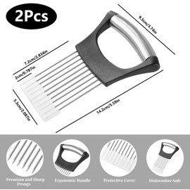 Ptyism 2 Pcs Onion Slicer(with Protective Cover) Onion Holder For丨Vegetable Slicer Holder,Meat Slices Tool for Cutting Vegetable, Fruit, Potato, Avocados, Meat
