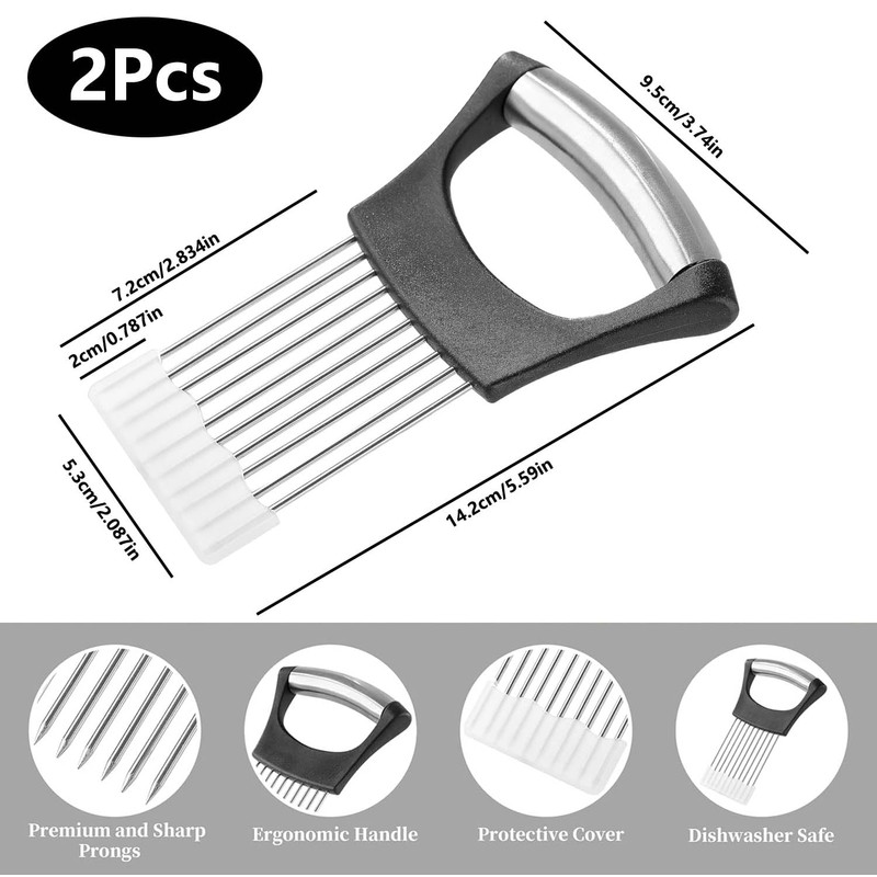 Ptyism 2 Pcs Onion Slicer(with Protective Cover) Onion Holder For丨Vegetable