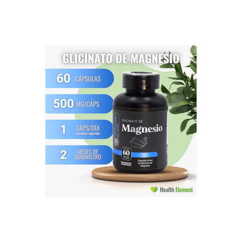 Glicinato De Magnesio 60 Cápsulas De 500 Mg Glycinate Magnesium