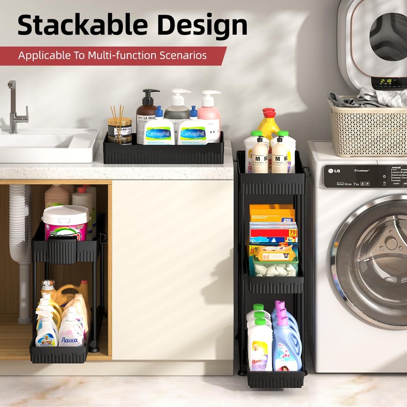 Sevenblue 4 Pack Under Sink Organizer, Bathroom Organizers and Storage,