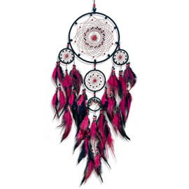 Large Dream Catchers for Adults,Black-Red Feathers with Turquoise Ornament