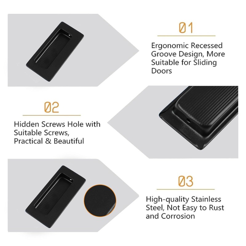MOROBOR 4PCS Rectangular Concealed Recessed Pulls Handles, Finger Insert Sliding