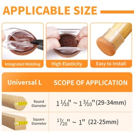 Ezprotekt 24 Pcs Clear Silicone Chair Leg Floor Protectors with Felt, Floor Protectors for Chairs, Chair Leg Caps Covers, Chair Leg Socks Bar Stool Leg Floor Protectors (L Fit: 1.1"-1.3", Round)