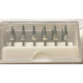 BesQual Cone Round Mounted Stone Dental Polishing FG  Abrasion Point White/Green 12/Pack - CN-1 Green