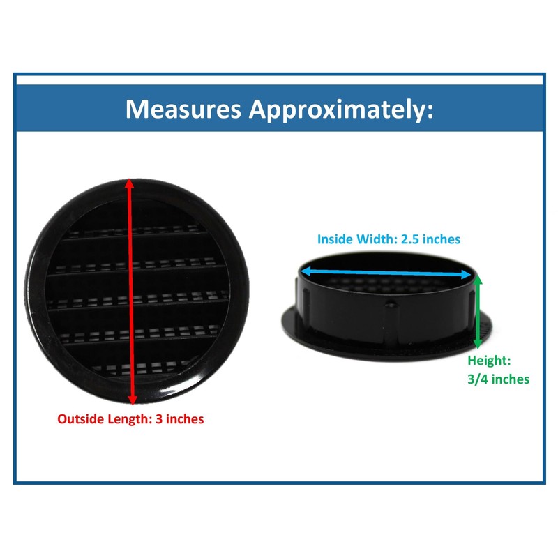 2.5" Round Plastic Louver Soffit Air Vent Reptile Screen Grille