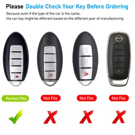 Yumzeco - Funda compatible con Nissan Key Fob, carcasa de llavero para Altima Rogue Armada Maxima Murano Pathfinder, carcasa de metal, patrón de fibra de carbono, 5 botones (no compatible con