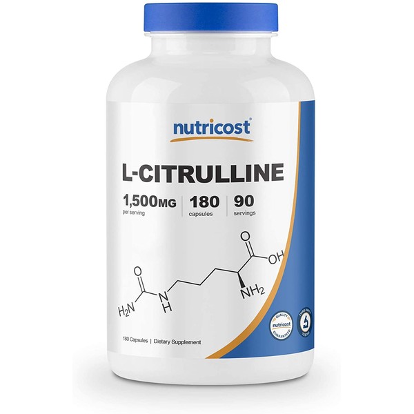 Nutricost L-Citrulline 750mg, 180 Capsules - 1500mg Per Serv, Gluten Free