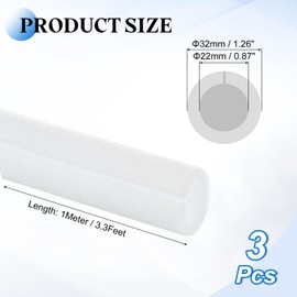 uxcell 3 Pcs Pipe Insulation Foam Tube, 3/4" x 1/5" Hollow Tube Covers Wrap 3.3 Feet for Outdoor Winter Freeze Protection Irrigation Hot Cold Water Pipe, White