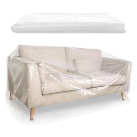 1 Pack Plastic Sofa Covers, 300 x 135cm Waterproof & Dustproof Sofa Protector Transparent Couch Cover Plastic Dust Covers for Furniture