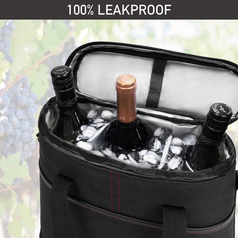 OPUX 3 Bottle Wine Carrier Tote, Insulated Leakproof Wine Cooler