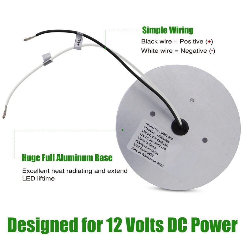 Homdec 12 Volt LED Ceiling Dome Light, 3'' LED RV