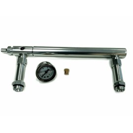 Aluminum Holley 4150 Double Pumper Fuel Line Log Clear Anodized & White Oil Gauge