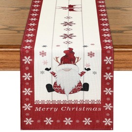 ROLOSI Merry Christmas Table Runner Seasonal Winter Holiday Kitchen Dining Table Runner Santa Claus Snowflakes Pattern Table Decoration for Home Party Holiday 13 x 72 inch