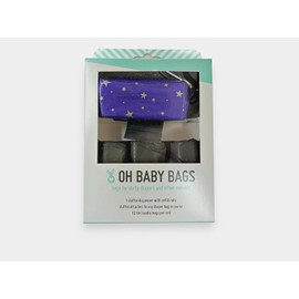 Oh Baby Bags Diaper Bag Clip-On Dispenser Gift Box with Disposable Bags, Purple Star, 1 Count (Pack of 1)