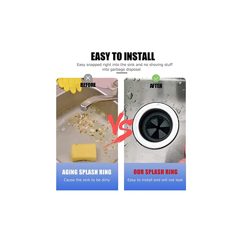 Garbage Disposal Splash Guards, 3 3/8" EPDM Rubber Drain Insert