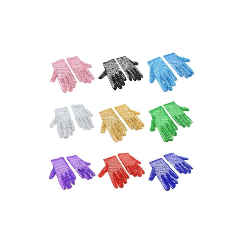 Cadoline Black Womens Sequin Polyester Fancy Dress Gloves 22cm