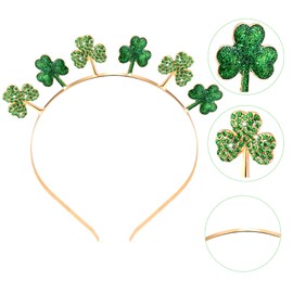 St. Patrick's Day Headband Festival Rhinestone Glitter Shamrock Hair Accessories Green Lucky Irish Clover Hair band Ornament for Women Girls Saint Patrick's Day Party Decorations Decor (shiny green