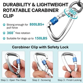 Heavy Duty Dog Chain for Yard-30FT Metal Dog Chain Leash Chew Proof,Long Lead for Outside with Strong Swivel Hook,Outdoor Pet Runner for Camping,Tie Out Cable for Medium Large Pet up to 150LBS