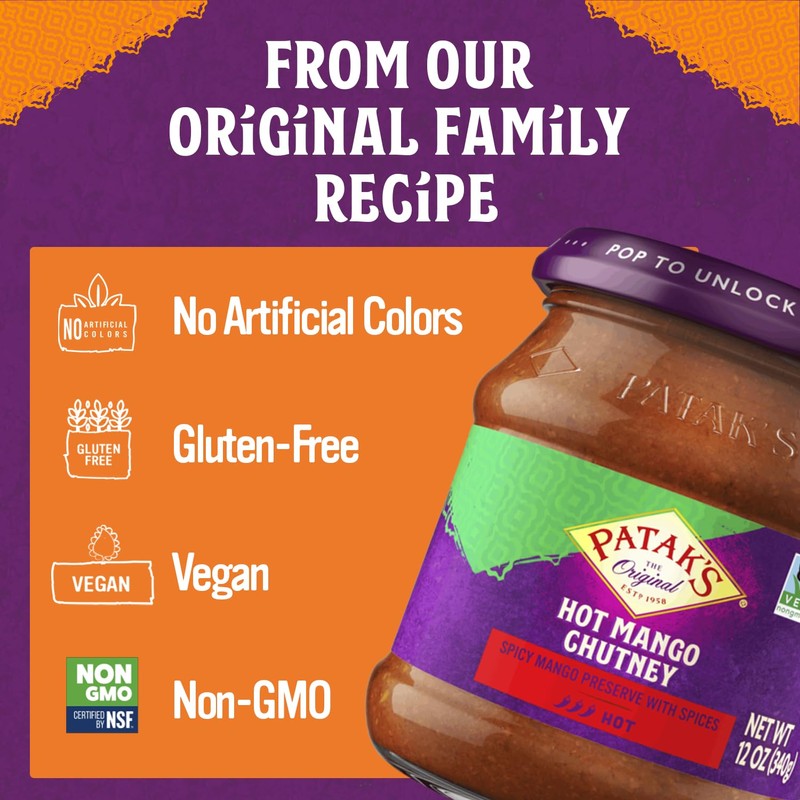 Patak’s Hot Mango Chutney - Sweet & Spicy Mango Chutney