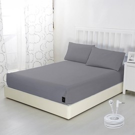 Grounding Sheets Twin Grounding Fitted Sheet Deep Pocket 90% Cotton 10% Silver Fiber Grounded Sheets Earth Connected Bed Sheet (39"*75"*14",Grey) (Twin XL)