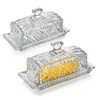 Set of Two 8" Glass Butter Dish with Lid Glass