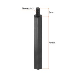 PATIKIL M3 Nylon Hex Standoff Screws Nuts, 1Set/50Pack PCB Male Female Threaded Kit for Motherboards, Computer Cases, Circuit Boards, Electronics (40mm+5mm, Black)