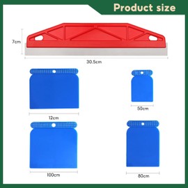 Paint Trim Guard, 5PCS Multi-Purpose Straight Edge Tool with 4 Plastic Scrapers, 12inch Stainless Steel Paint Shield, Paint Guard for Paint Smearing Repairing Cutting Wallpaper(Red)