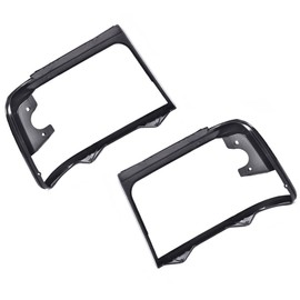 DOTCOM Headlight Door Grille Bezel Assembly, Compatible with Ford Bronco 1992-1996/ Fit Ford F150 F250 F350 1992-1997 Trim Door Passenger & Driver Side 2PCS Black