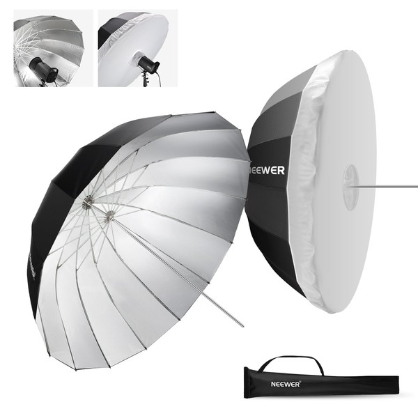 NEEWER 71"/180cm Parabolic Reflective Umbrella Photography with Silver Inner, Soft