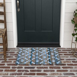 Dogs Paws and Bones Paw Print Adorable Entry Mat Front Door Porch Outside Coconut Coir Rugs Pet Dog Lover Gifts Captures Dirt Heavy Duty Backing Durable Anti-Slip Machine Washable16x24