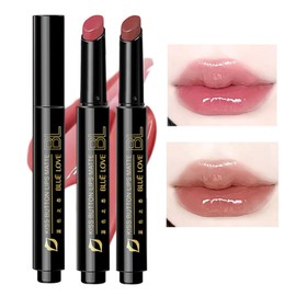 2 x Jelly Gloss Lipstick Set, High Shine & Moisturising Jelly Gloss Lipstick, Melting Jelly Lip Balm, Long Lasting Plumping Tint Lip Gloss (Almond Milk Coffee & Cinnamon Latte, 2 Pieces)