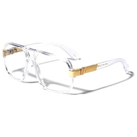 Dweebzilla Gazelle Swag Square Oversized Sunglasses w/Clear Lenses (Clear & Gold, Clear)